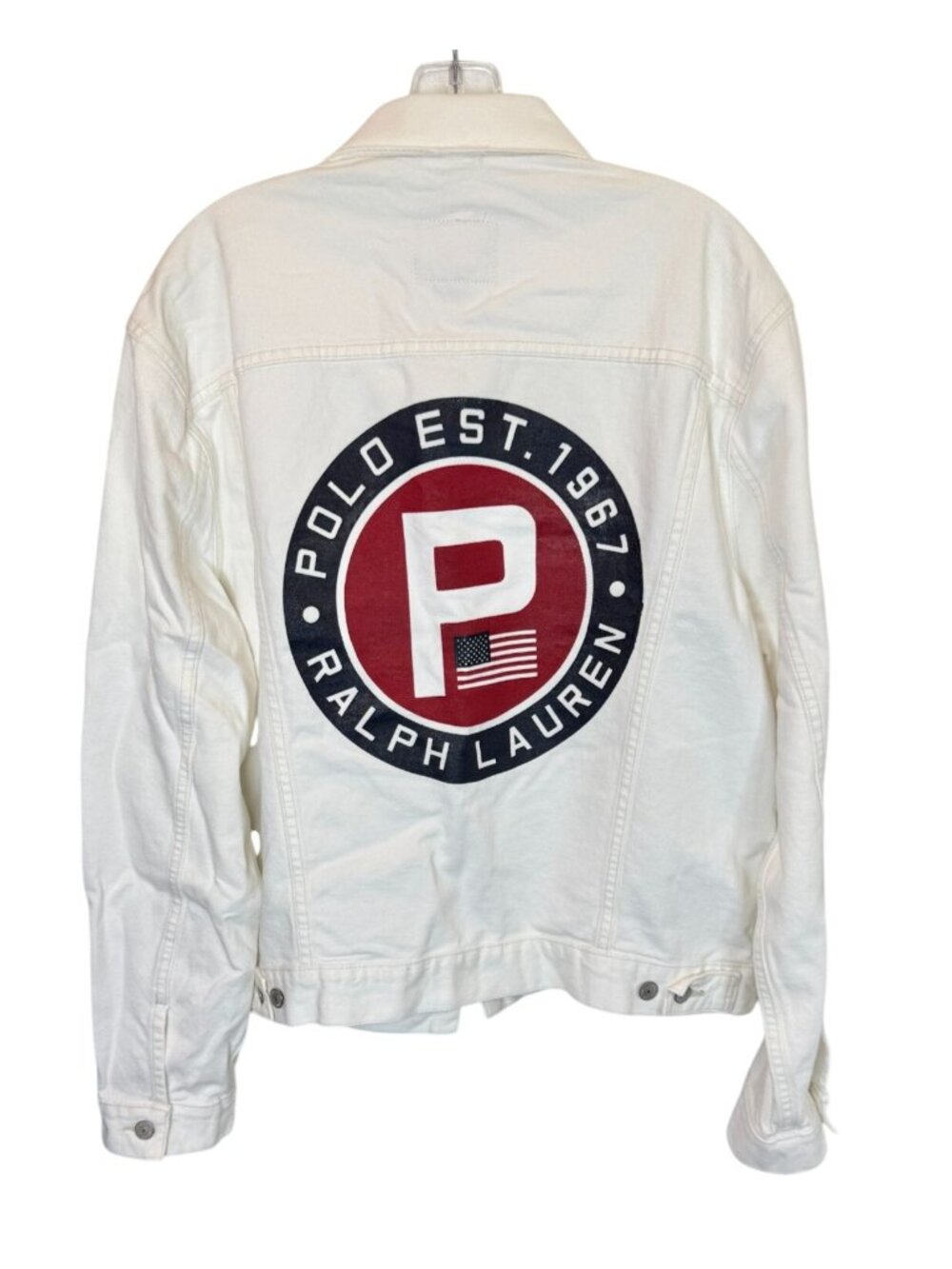 Polo Ralph Lauren White Circle P Graphic Denim Trucker Jacket NWT - Size XL